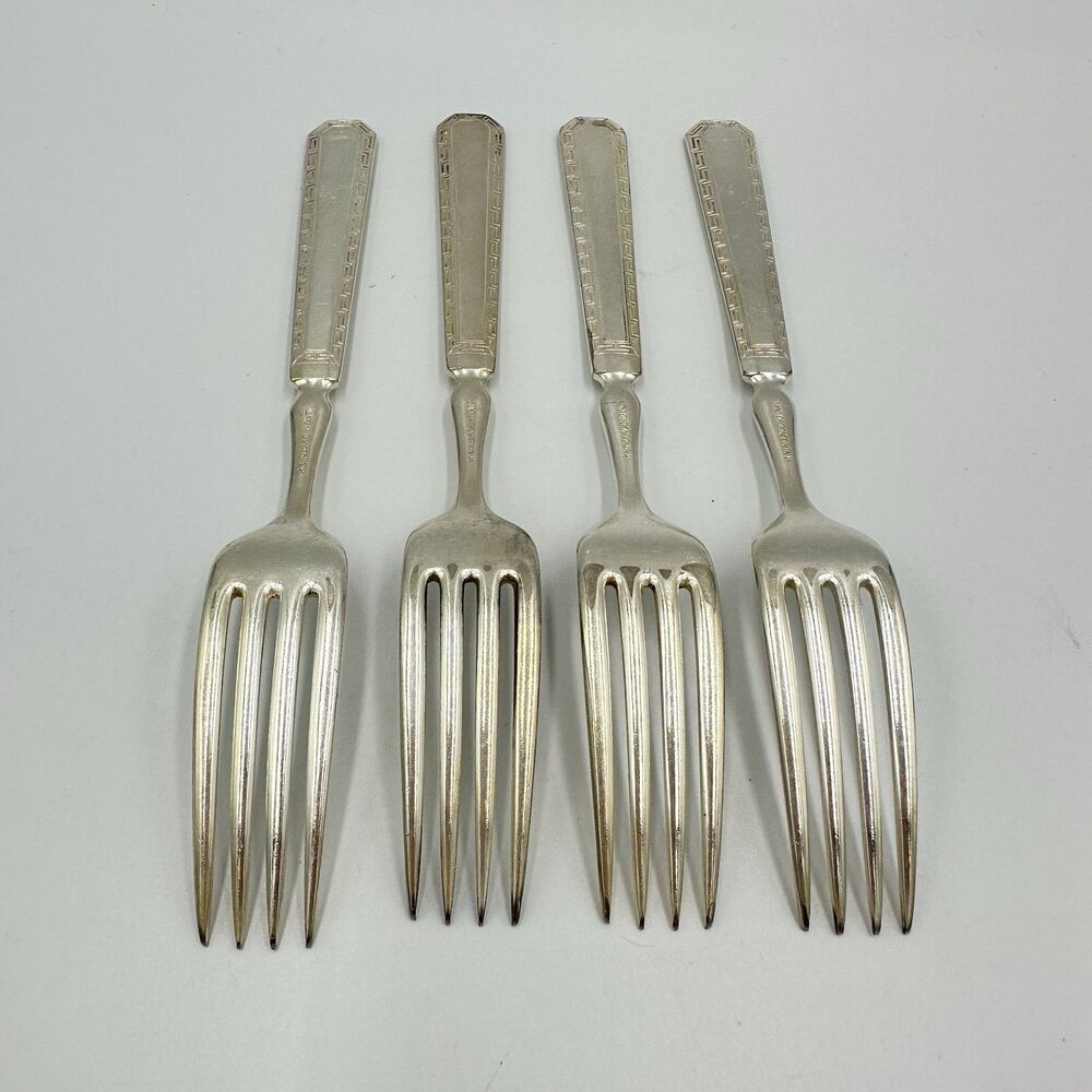 1835 R Wallace/Wallace Silver ATHENA Silverplate 1916 *4 Dinner Forks Engraved - Picture 3 of 4